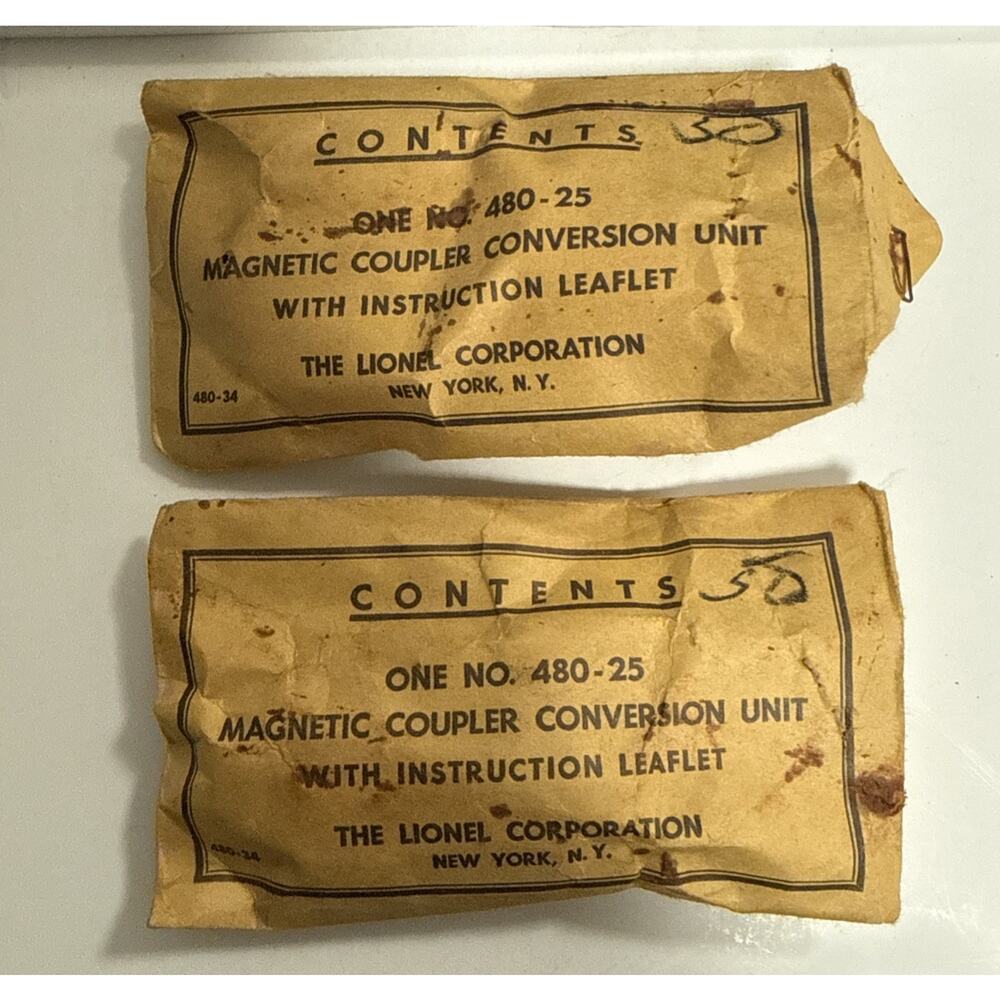 Lionel #480-25 Magnetic Coupler Conversion Unit Kit Lot Of 2 USA Vintage